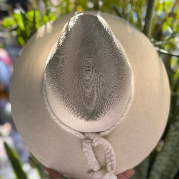 Women's Cream Wide Brim Braided Rope Fedora Hat - Picture 6 of 15